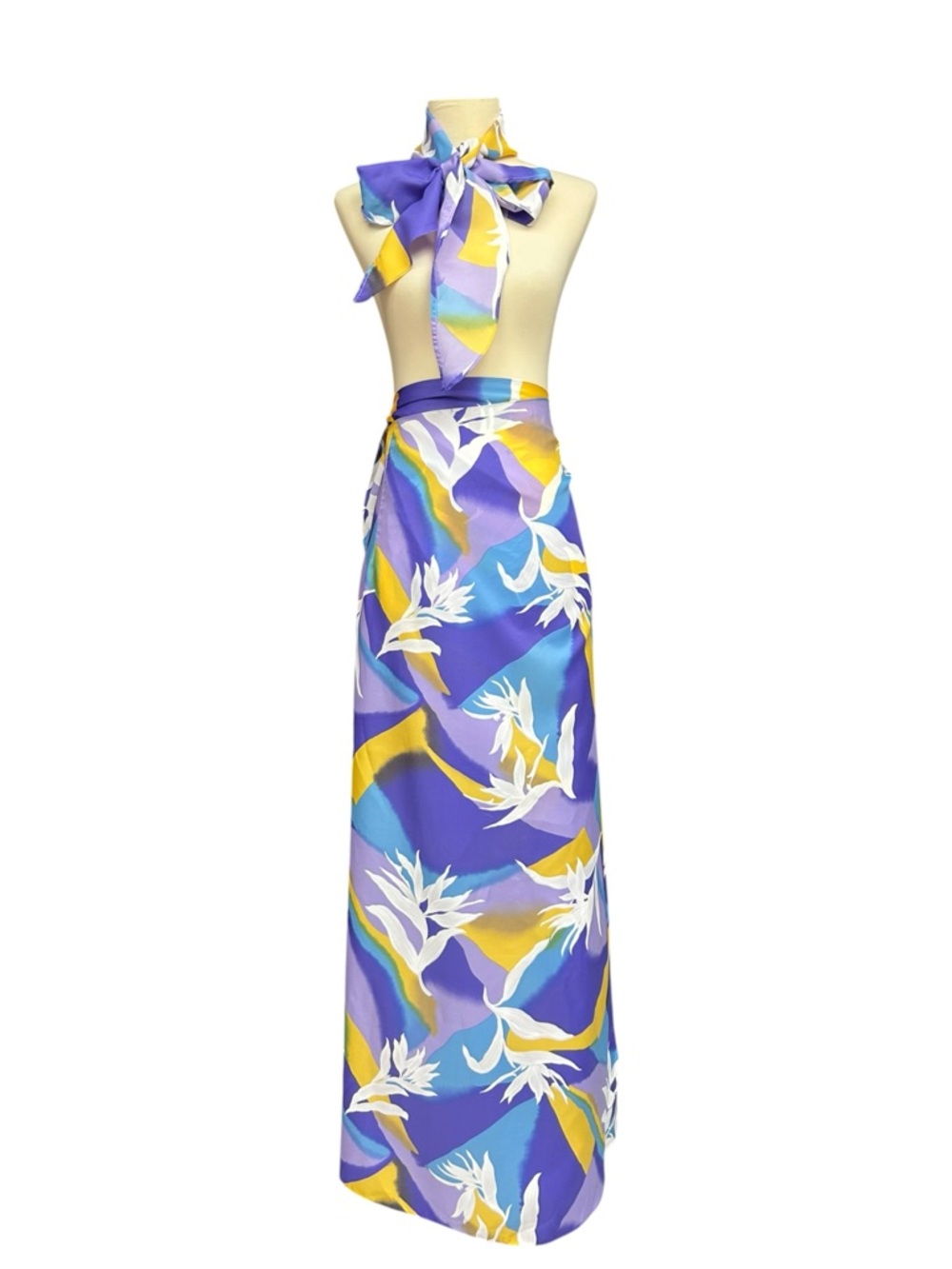 Vintage Hilo Hatties Hawaii Purple Floral Wrap Dress Convertible Maxi Skirt - Picture 9 of 12